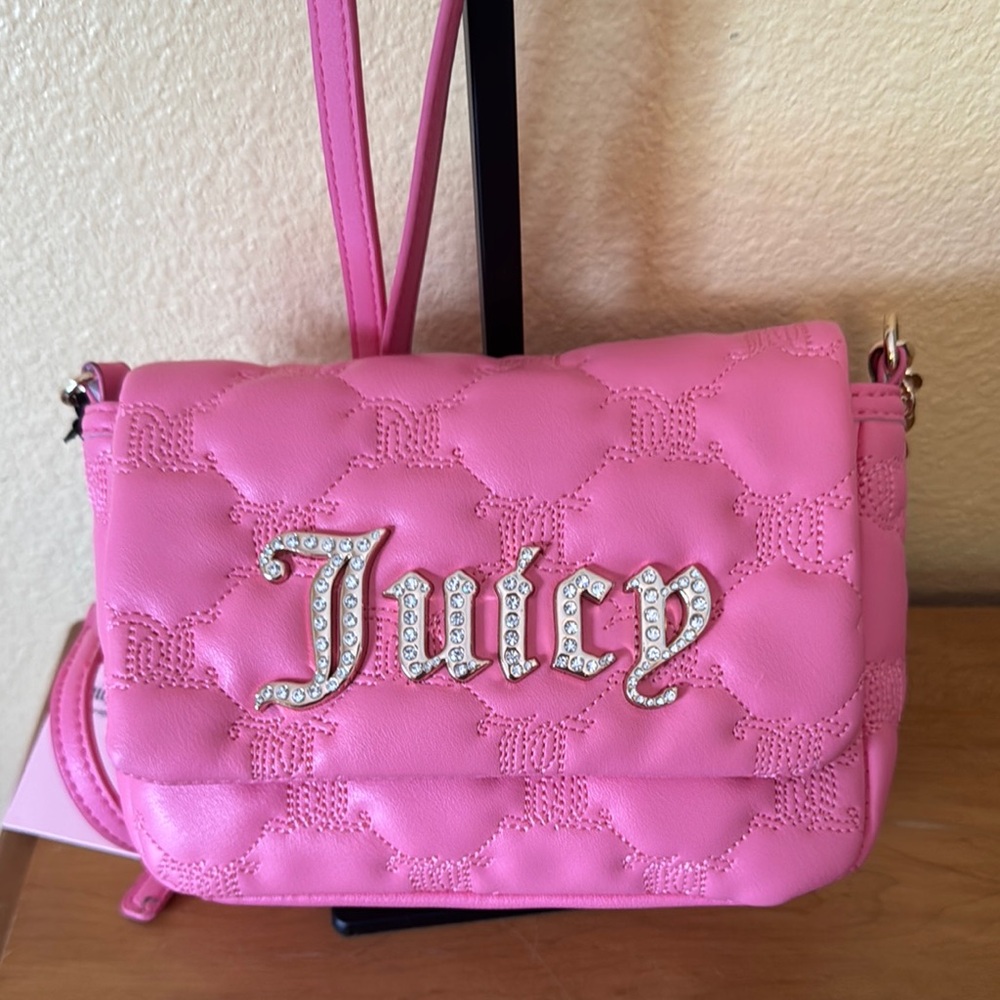 Juicy Couture Pink Lemonade Talking the lead mini flap Quilted Crossbody